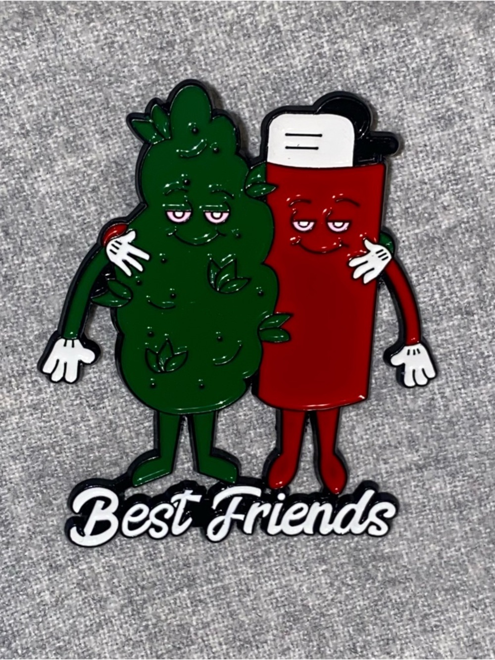 Best Friends Cannabis Bud and Lighter Enamel Weed Pin